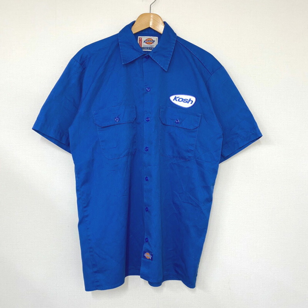 Dickies(ディッキーズ)のディッキーズ Dickies ショートスリーブ ワーク シャツ ワッペン 無地 半袖 サイズ：M位 ブルー古着 【中古】 メンズのトップス(シャツ)の商品写真