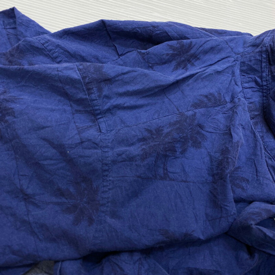 Reyn Spooner(レインスプーナー)のレインスプーナー Reyn spooner  アロハシャツ 半袖 MLB タンパベイ・レイズ 総柄  ヤシの木柄 刺繍 サイズ：XL ブルー×ネイビー 【中古】 メンズのトップス(シャツ)の商品写真