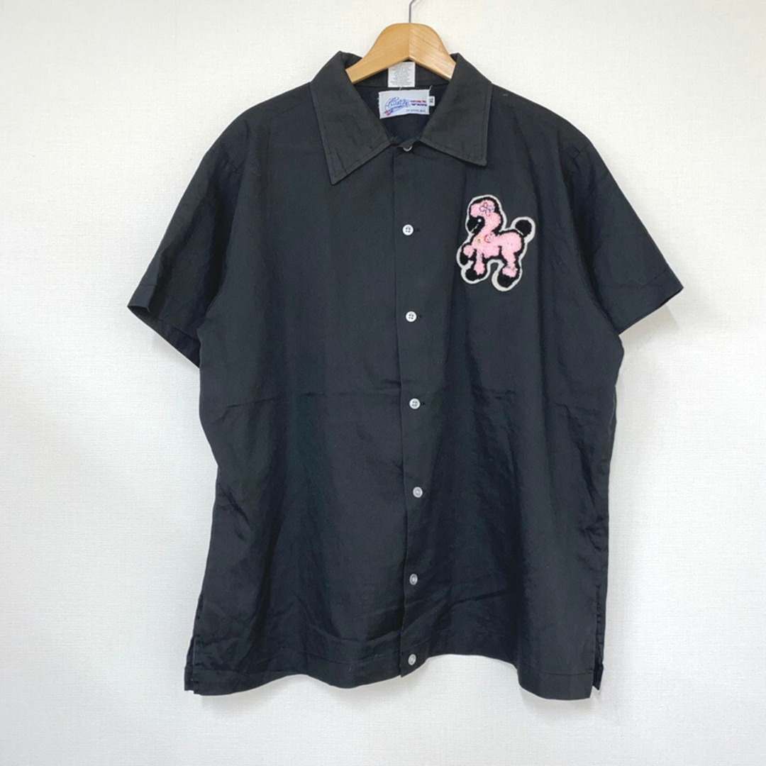 Cruisin USA ワッペン付き 半袖 シャツ ボーリングシャツ サイズ：XL ブラック