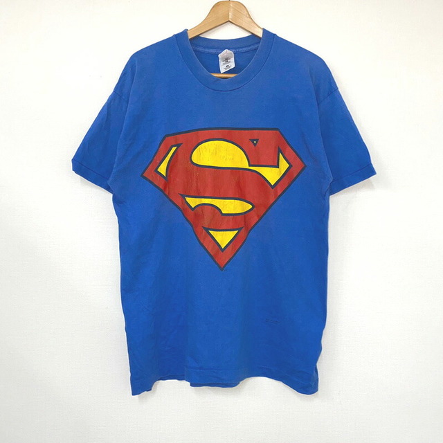 90's スーパーマン SUPER MAN 半袖 Tシャツ プリント サイズ：L ブルー×レッド×イエロー古着 【中古】 メンズのトップス(Tシャツ/カットソー(半袖/袖なし))の商品写真