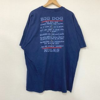 90's ビッグドッグス BIG DOGS Tシャツ 半袖 両面 プリント サイズ：2X ネイビー 【中古】(Tシャツ/カットソー(半袖/袖なし))