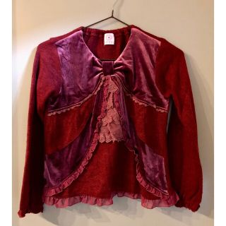 アクシーズファム(axes femme)のアクシーズファムキッズ　ニットリボンセーター140赤(ニット)