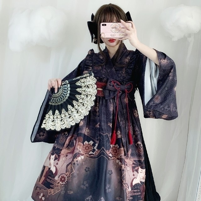 レディース 和風 浴衣風 着物風 ロリータドレス ワンピース レディース 和風 浴衣風 着物風 ロリータドレス ワンピース