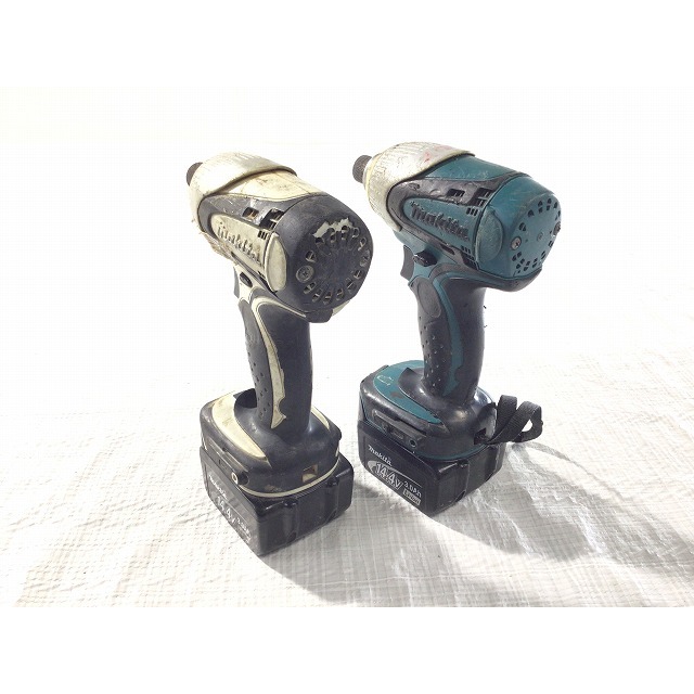 ☆中古品☆makita マキタ 14.4V 充電式インパクトドライバー TD130D 1台 型番不明1台 バッテリー2個(14.4V 3.0Ah)付き  電動工具 67178