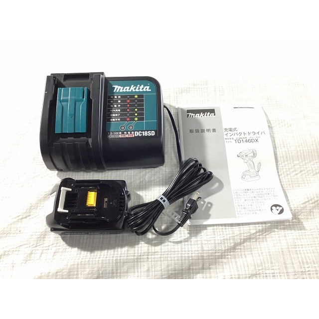 ☆未使用品☆makita マキタ 18V 充電式インパクトドライバ TD146DSHX バッテリー2個(18V 1.5Ah) 充電器 ケース付き 電動工具 67229