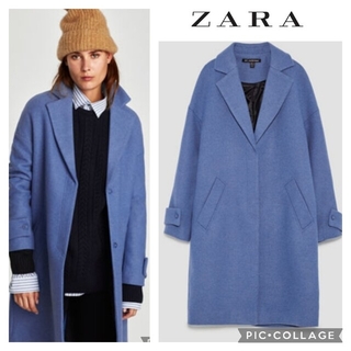 ザラ(ZARA)のZARA コート ブルー　未使用(ロングコート)