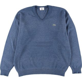 ラコステ(LACOSTE)の古着 ラコステ LACOSTE Vネック コットンニットセーター メンズL /eaa314754(ニット/セーター)