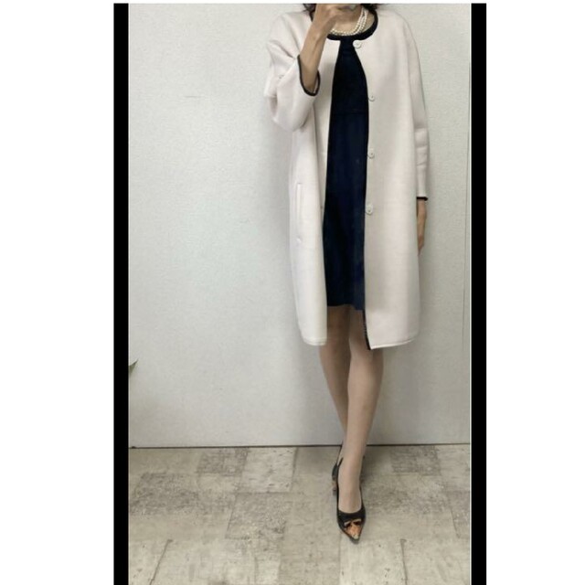 Max Mara - エスマックスマーラ ノーカラーポンチ素材スプリングコート