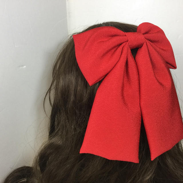 はいからさん リボン小 明るい赤 卒業式 袴 レディースのヘアアクセサリー(ヘアピン)の商品写真