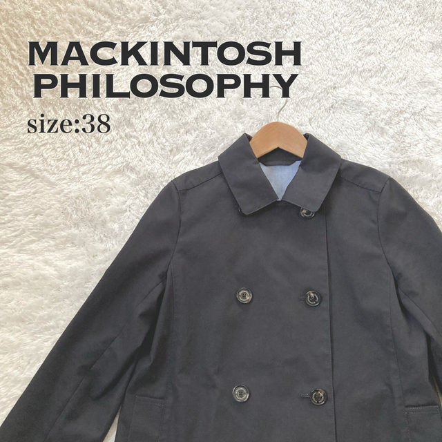 MACKINTOSH PHILOSOPHY(マッキントッシュフィロソフィー)の美品✨　マッキントッシュフィロソフィー　トレンチコート　ダブル　黒　38 レディースのジャケット/アウター(トレンチコート)の商品写真