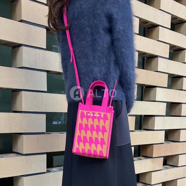 MARNI マルニ 千鳥格子 ジャガード ナノ ショルダーバッグ60cmストラップ