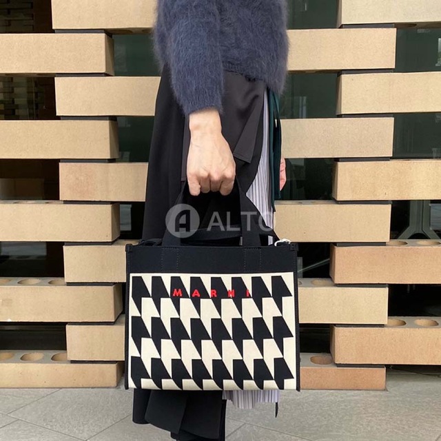 MARNI マルニ 千鳥格子 ジャガード スモール トートバッグ | www