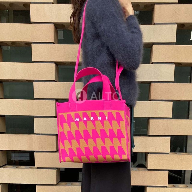 MARNI マルニ 千鳥格子 ジャガード スモール トートバッグ-