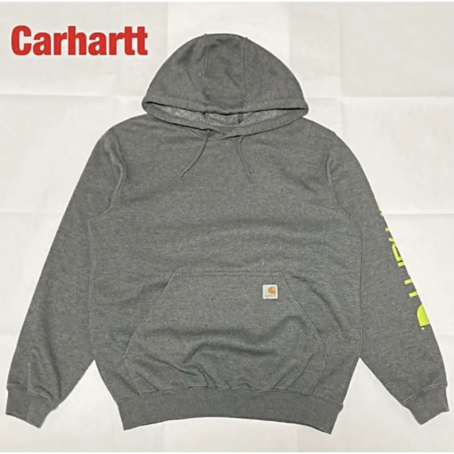 【人気】Carhartt　カーハート　プルオーバーパーカー　袖ロゴ　裏起毛