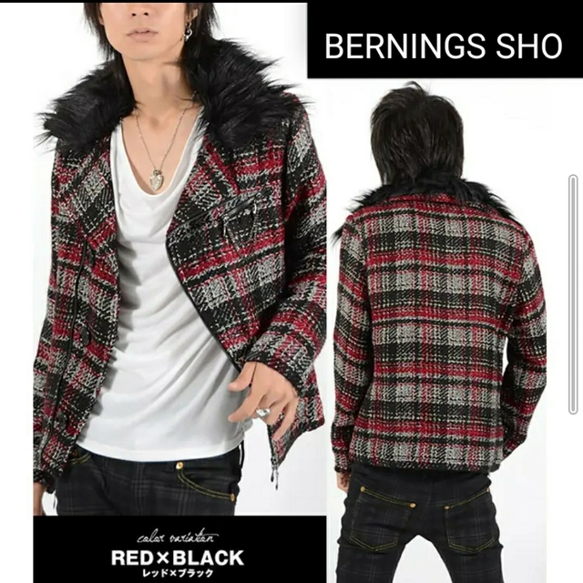 【Bernings-Sho】ニットライダースジャケット  XL  メンズ