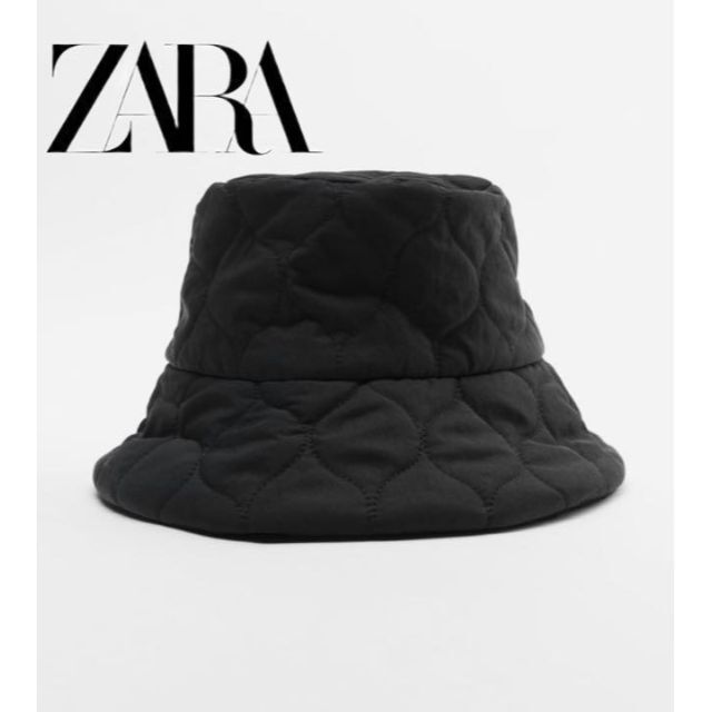 ZARA(ザラ)のZARA キルティング バケットハット 黒 レディースの帽子(ハット)の商品写真