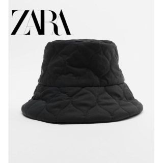 ザラ(ZARA)のZARA キルティング バケットハット 黒(ハット)