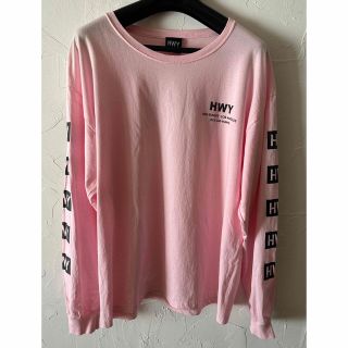 HWY US別注　ピンク　限定デザイン　ロンT  L(Tシャツ/カットソー(七分/長袖))