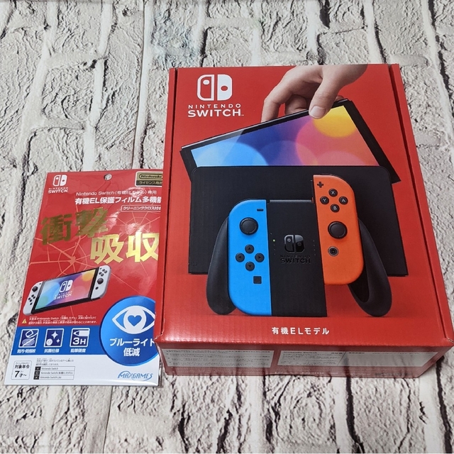 新品未使用Nintendo Switch(有機ELモデル)BK・保護フィルムエンタメ/ホビー