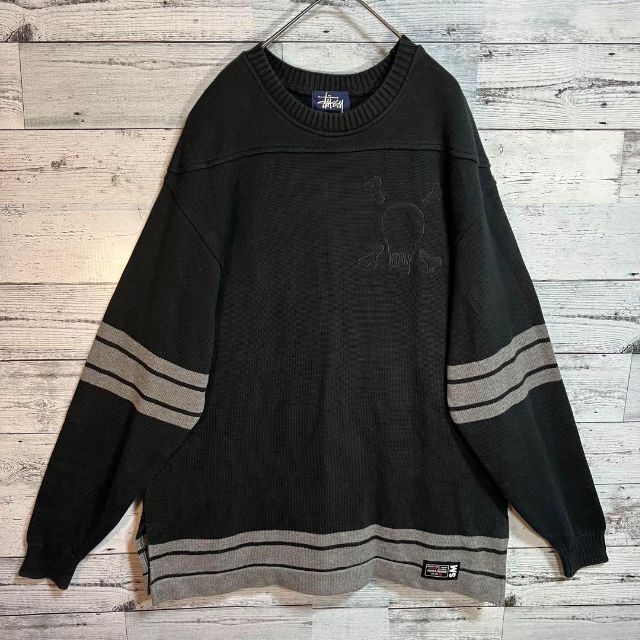 90sステューシー紺タグSTUSSY ニットスウェットL-XL平成レトロY2K | フリマアプリ ラクマ