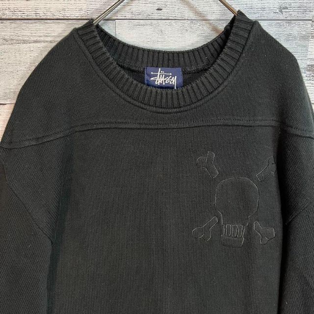 90sステューシー紺タグSTUSSY ニットスウェットL-XL平成レトロY2K