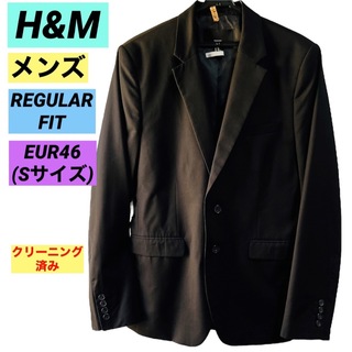 エイチアンドエム(H&M)のH&M メンズ テーラード ジャケット ブラック フォーマル 長袖 美品(テーラードジャケット)