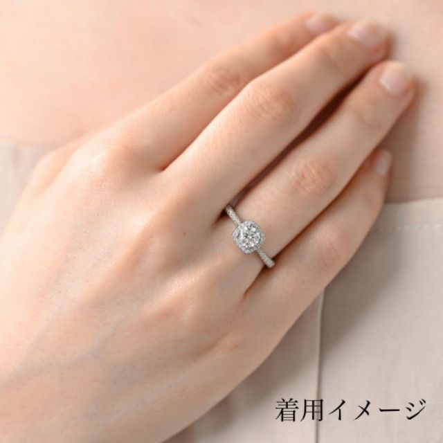 【tapi♡】モアサナイト　リング　指輪　ヘイロースクエア　5mm 0.5ct　 レディースのアクセサリー(リング(指輪))の商品写真
