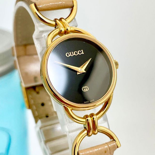 189 GUCCI グッチ時計 レディース腕時計 ブラック ゴールド-