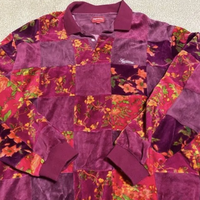 supreme Floral Patchwork Velour L/S Polo