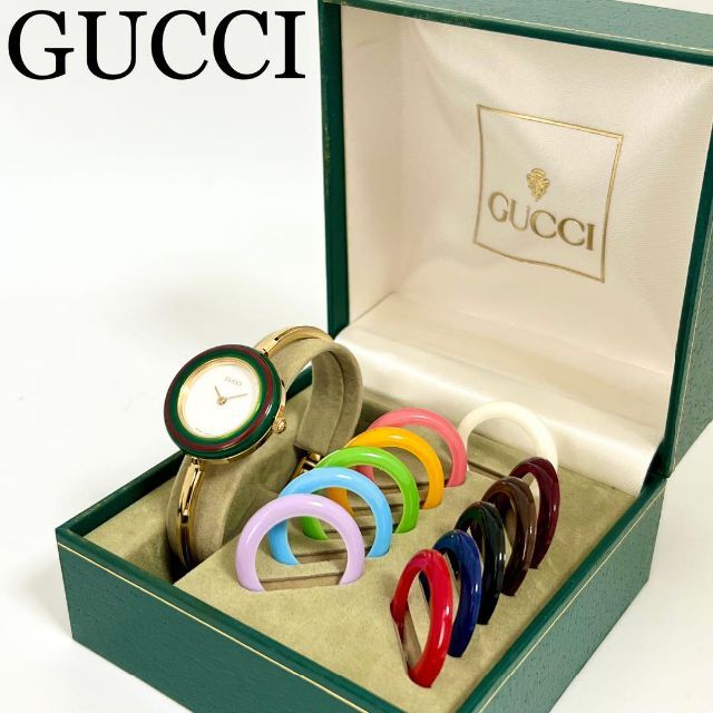 Gucci - 358 GUCCI グッチ時計　レディース腕時計　美品　チェンジベゼル　箱付き