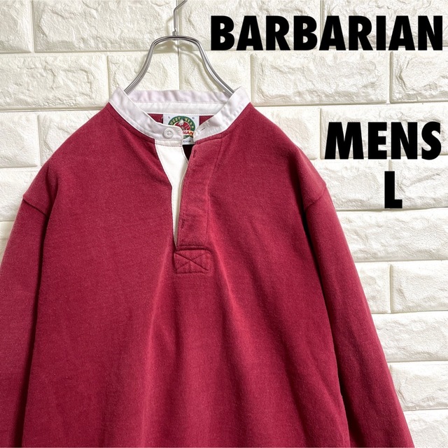 BARBARIAN バーバリアン　七部丈　ラガーシャツ　メンズLサイズ