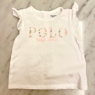 ラルフローレン(Ralph Lauren)のラルフローレンベビー　フリルカットソー　白　花ロゴ柄　12M80(Ｔシャツ)