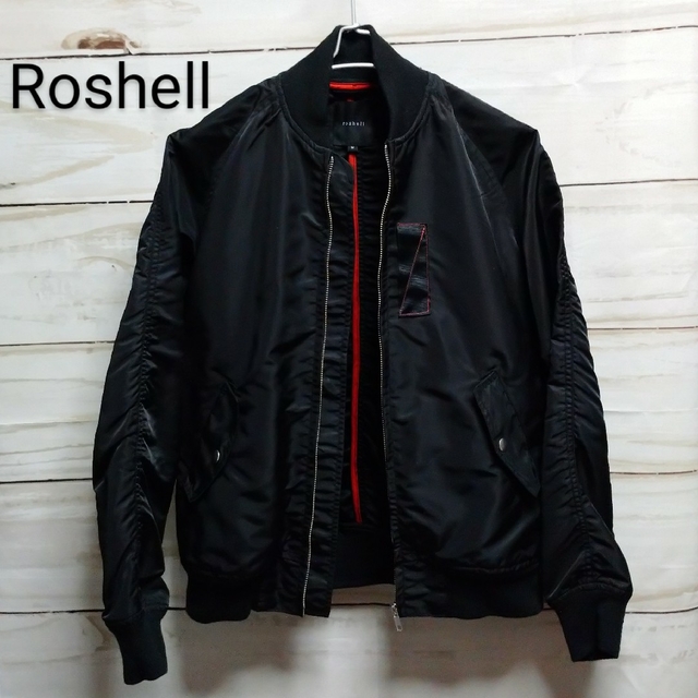【Roshell】MA-1 ジャケット  黒  Ｍ  メンズナイロンジャケット