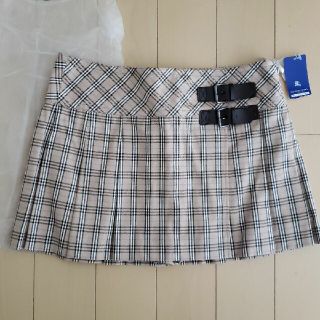 バーバリーブルーレーベル(BURBERRY BLUE LABEL)のバックル付きチェックミニ(ミニスカート)