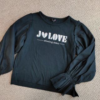 ジェニィ(JENNI)の★ジェニィラブ　ふんわり袖フリルトップス/ドッキングカットソー　透け感　150黒(Tシャツ/カットソー)