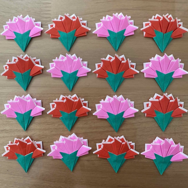 ハンドメイド 折り紙 母の日 カーネーション ピンク 20個セット - おもちゃ