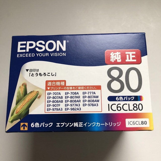 EPSON(エプソン)のエプソン 純正 インク とうもろこし トウモロコシ　IC6CL80 6色パック　 インテリア/住まい/日用品のオフィス用品(その他)の商品写真