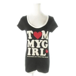 トミーガール(tommy girl)のトミーガール Tシャツ カットソー デコルテ 半袖 プリント ロゴ S 黒(Tシャツ(半袖/袖なし))