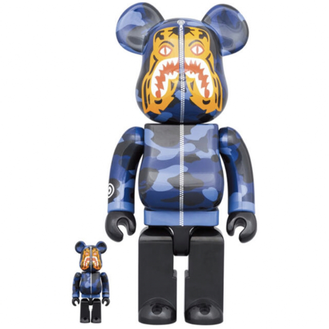 MEDICOM TOY(メディコムトイ)のBE@RBRICK BAPE CAMO TIGER 100％ 400％ BLUE エンタメ/ホビーのフィギュア(その他)の商品写真