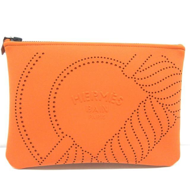 宅配便配送 エルメス - Hermes ポーチ新品同様 オレンジ×黒 ポーチ