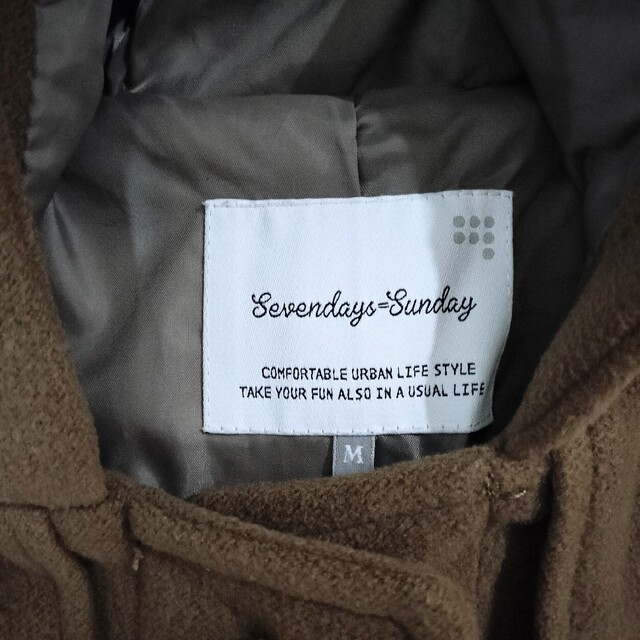 SEVENDAYS=SUNDAY(セブンデイズサンデイ)の冬物大処分★SEVENDAYS=SUNDAYブラウンのダッフルコートロング(M) レディースのジャケット/アウター(ロングコート)の商品写真