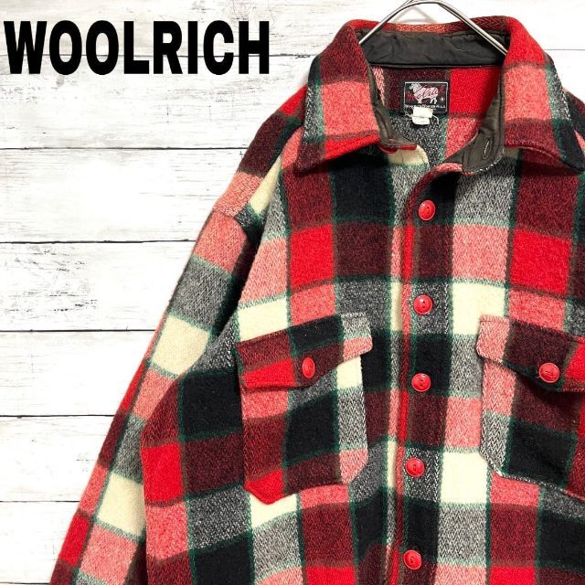 34f 50sヴィンテージ WOOLRICH ウールシャツ ブロックチェック肉厚