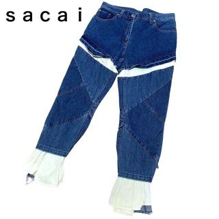 サカイ(sacai)の美品✨Sacai サカイ レイヤードジーンズ デニム 再構築 パッチワーク(デニム/ジーンズ)