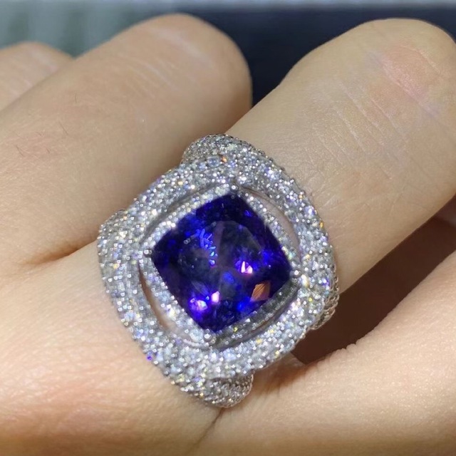 格安新品 ダイヤ 天然タンザナイト リング4.24ct ¥ k18 リング(指輪