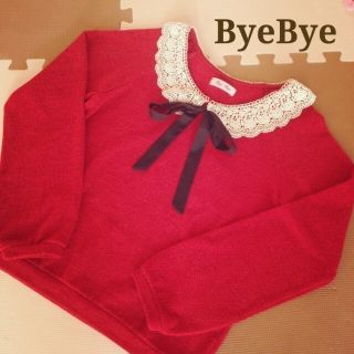 バイバイ(ByeBye)の美品♥レース襟付き赤ニット(ニット/セーター)