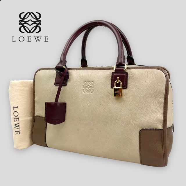 ■ロエベ LOEWE■アマソナ36 アナグラム ボストンハンドバッグ 鍵付き