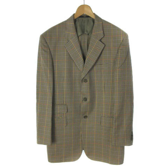 ダックス テーラードジャケット チェック 背抜き 3B シングル ベージュ 最善 DAKS ダックス チェック シングルブレザー 背抜き テーラードジャケット
