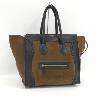 セリーヌ(celine)のCELINE ラゲージミニショッパー トートバッグ スエード カーキ(トートバッグ)