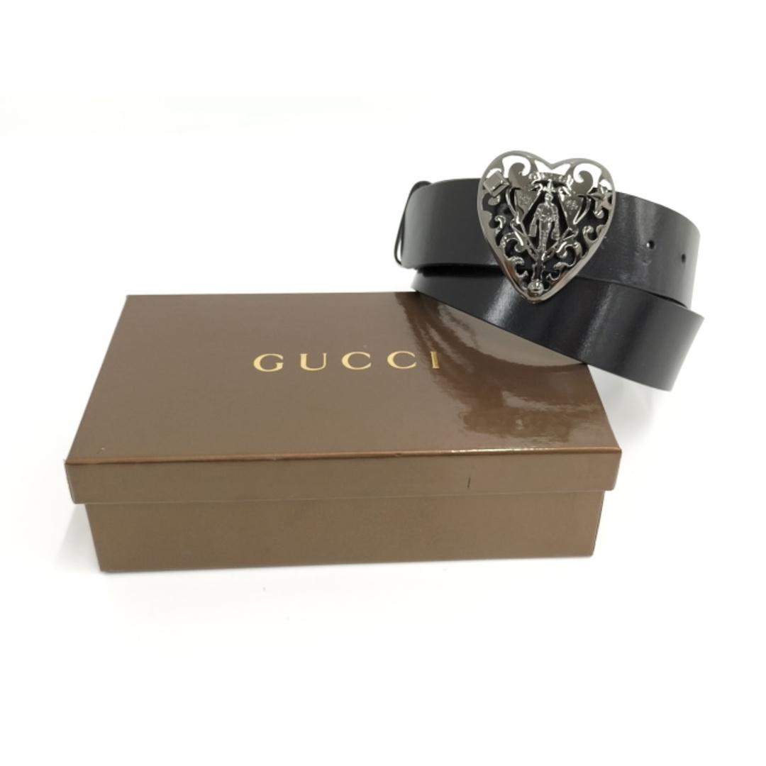 Gucci(グッチ)のGUCCI ベルト ハートクレスト レザー ブラック シルバー 207557 レディースのファッション小物(その他)の商品写真