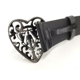 GUCCI ベルト ハートクレスト レザー ブラック シルバー 207557